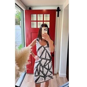 NYE Shoshanna Black & White Sequin Geometric Mini Dress – Size 0
